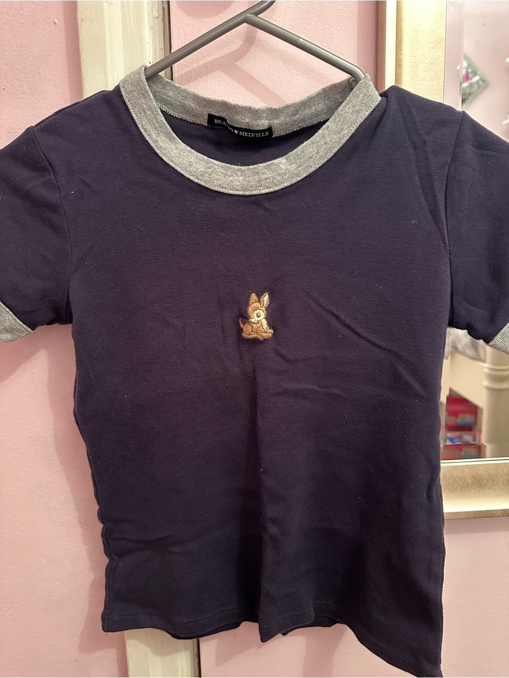 Brandy Melville Deer Navy Graphic Tee